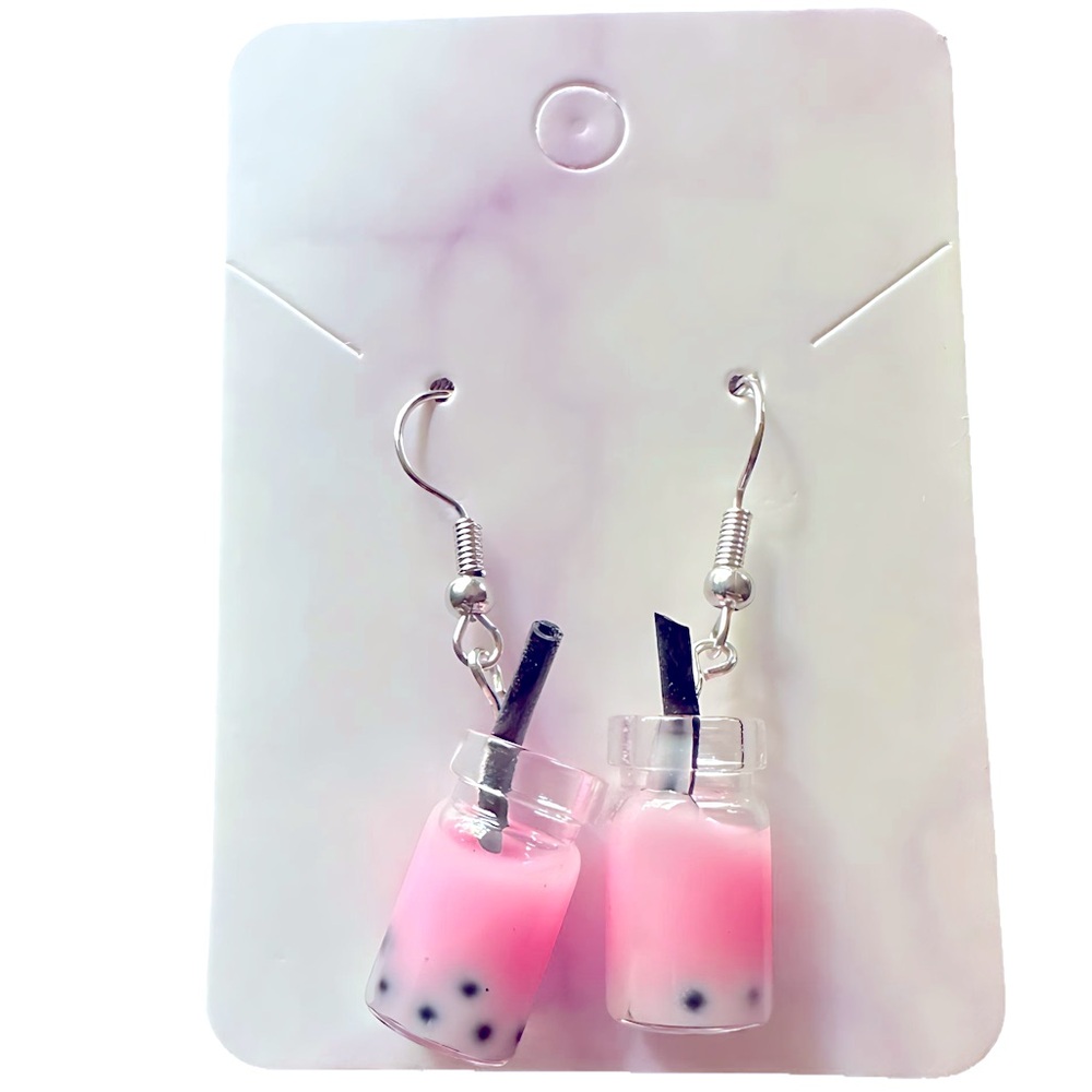 Pink & Black Boba Earrings